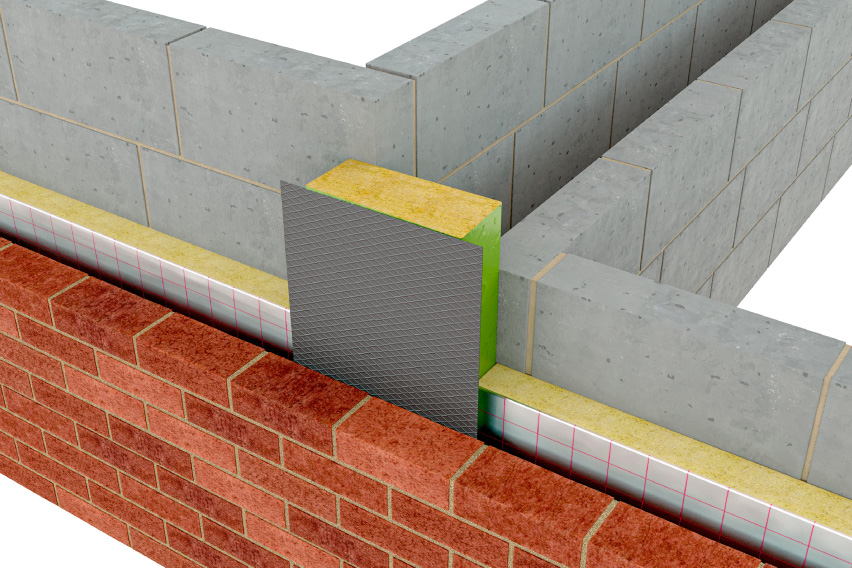 ARC Party Wall DPC in a vertical installation offering fire stopping at the party wall.